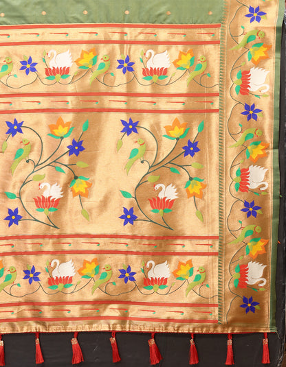 Soft Paithani Silk Saree with Meenakari Weaving Design.