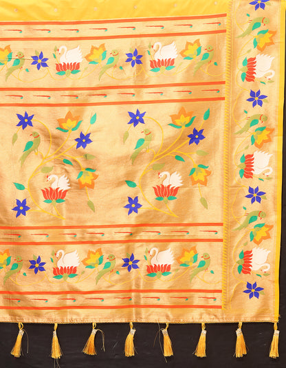 Soft Paithani Silk Saree with Meenakari Weaving Design.