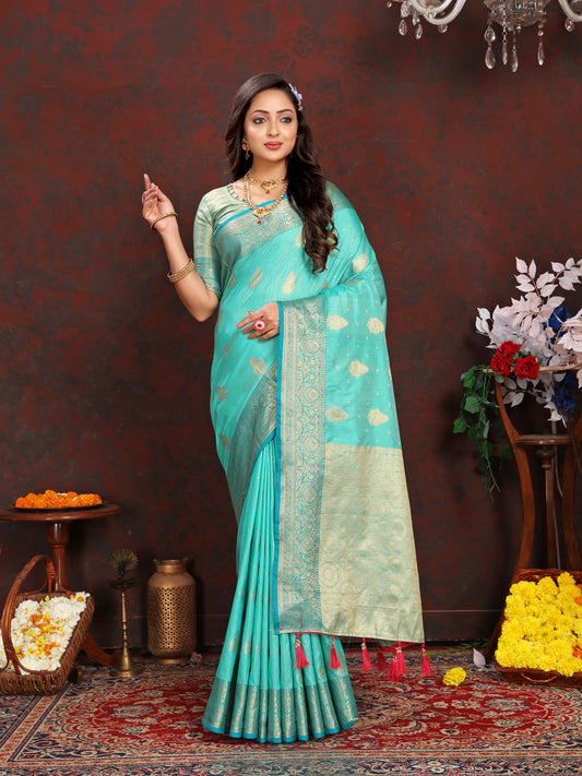 Soft Katan Silk Saree with Zari Weaving Design